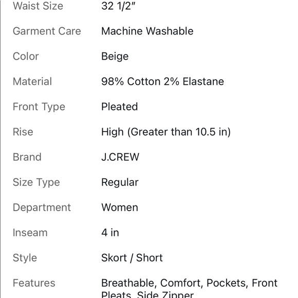 NWT J.CREW Women's Skort / Short Sz 8 Camel Cotton With Slight Stretch L1413 - Picture 10 of 10